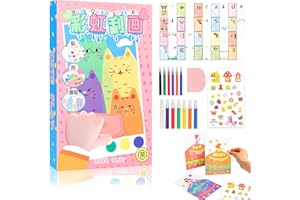 Dongcill DIY Regenbogen Kratzkunst Set,Kreatives Rainbow Scratch Painting,Regenbogen Kratzmalerei für Geburtstage, Weihnachten und Partys