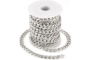 PH PANDAHALL PandaHall Catena barbazzale in alluminio da 5 m, color platino, non saldata, intrecciata, con bobina, per braccialetti punk, collane e gioielli