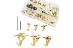 HOMENED 64PCS Heavy Duty Picture Hanging Kit - Assorted Picture Frame Hangers with Nails and Hooks for Hard Walls