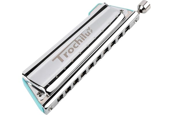 JDR Trochilus 10 Trous Harmonica Chromatique Clé de C Armonica Harpe Sans Soufflet Orgue à Bouche Chromonica avec Etui pour Adultes Professionnels Débutants (Blues/Ritcher Tuning Clé de C)
