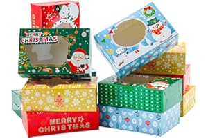 Dimetey 12 scatole per biscotti di Natale con finestra, contenitori per biscotti di Natale, scatole per regali di Natale, scatole da forno natalizie con finestra, 22,1 x 14,5 cm (stile 2)