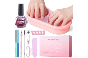 Yokilly Dual Nail Soak off Bowl: Acetone Acrylic Remover Kit - Soak Off Bowls for Gel Nail Polish Dip Powder Cuticle Remover - Nail Soaking Manicure Bowl with 15ml Rose Cuticle Oil for Salon Home