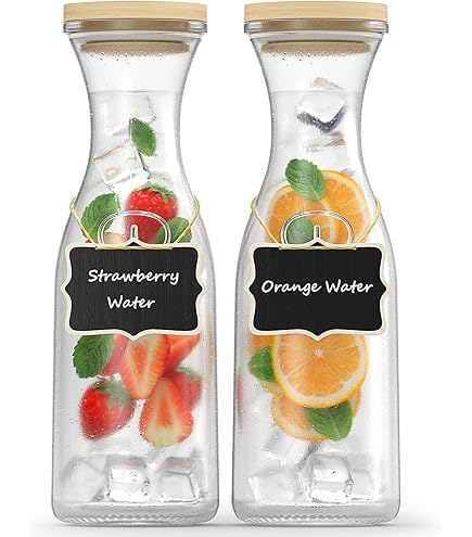 Caraffe In Vetro Da 1,7L Con Tappo Sughero - Set Da 6 Per Acqua, Succo O Vino - Foto 8