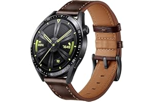 SONGSIER Skórzany pasek do Huawei Watch GT 3 Pro, Huawei Watch GT 3 46 mm, Huawei Watch GT2 46 mm, Huawei Watch GT2 Pro/GT 2e, 22 mm, zapasowy pasek do Huawei Watch GT Fashion, Sport, Active, elegancki,