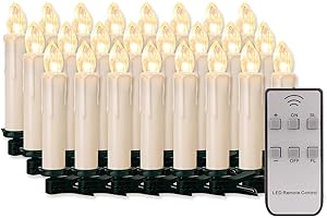 ‎FOREVER SPEED 20/30/40/50/60 stk LED Kerzen Lichterkette Kabellos Dimmbar Kerzenlichter Flammenlose Weihnachtskerzen für Weihnachtsbaum, Weihnachtsdeko, Hochzeit, Geburtstags, Party (milchweisse Hülle, 30stk)