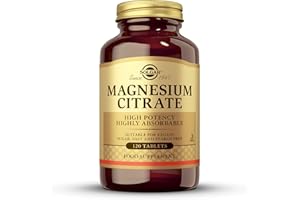 Solgar Magnesium Citrate Tablets, Supports the Nervous System, Energy Release, Reduces Tiredness and Fatigue, Vegan, Brown, 120 Count