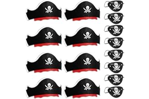 ZOSIGN Accesorios Disfraz Pirata, Set Pirata Niños, Sombrero Pirata, Parche Ojo Pirata, Accesorios Pirata, Adecuado para Accesorios de Escenario de Fiesta de Cosplay de Mascarada Caribeña