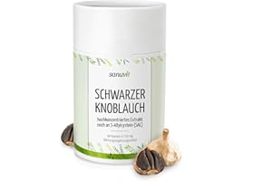 Sanuvit® - Schwarzer Knoblauch 15:1 Extrakt | 90 Kapseln mit je 600 mg | Wunderknolle mit S-Allylcystein (SAC) | Hohe Bioverfügbarkeit | Vegan
