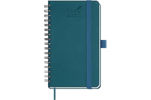BEZEND Agenda Settimanale 2026 Tascabile Spirale 15,5 x 9 cm, A6 Diario Piccola da Gen a Dic 2026, Portapenne Autoadesivo, Copertina Morbida in Pelle PU - Verde Scuro