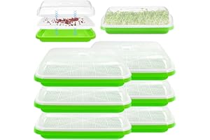YODITI Bandejas para germinar brotes de berro: 6 unidades de bandeja de semillas para germinar brotes con tapa para hidropónico, bandeja de germinación de semillas grandes, bandeja para germinación de