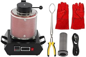 MENDUNER Kit de Four de Fusion, Four de Fusion D'or 3 Kg, Four de Fusion électrique pour Bijoux Métal or Argent (Prise UE 220V)