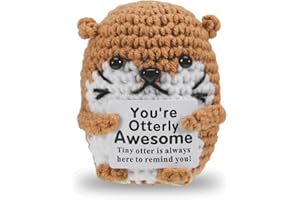 iewrtcin Positive Crochet Otter Thank You Gift, Mini Emotional Support Plush, Cute Knitted Sea Otter Toy, Cheer Up Gift Thank You Teacher Gifts for Friends & Coworkers, Gifts for Women