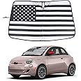 Windshield Sunshade for Fiat 500 2010-2024/ Abarth 595 2014-2024, Front Window Sun Shade, Foldable Reflective Sun Visor, Screen Shield Cover Blocker Protector HeatShield (Black1)