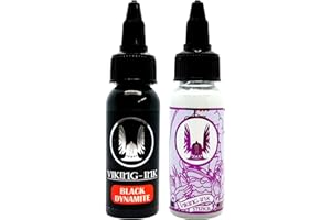VIKING-INK B&W VIKING INK - Tinta para Tatuajes - Kit Black Dynamite 1oz + Stencil 1oz