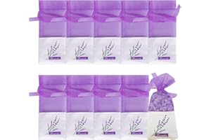 JEZIORO 10Pcs Lavender Bags for Wardrobes,Muslin Empty Sachets Bag,Fresheners Scent Potpourri Pouches Aroma for Fill Dry Dried Lavendar Flower,Closet Cupboard Drawers Fragrance,Storage Repellent Scented Smell
