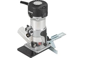 Trend T1 Trim Router with Extended Trim Base, 1/4 Inch Collet, 710W, 240V, Compact Trimming Power Tool, T1ETS