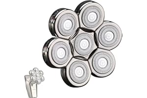 BAAQII Têtes de rasoir électrique 7D de rechange pour rasoir électrique rotatif à 7 têtes de rasoirs électriques universelles pour hommes chauves