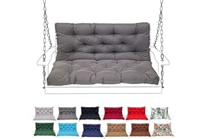 SDNAM Porch Swing Cushion with Backrest, Waterproof Bench Cushion for Outdoor Furniture, 2-3 Seater Replacement Thickened Swing Cushion with Ties,Patio,Outdoor,Backyard and Garden(#1,100X100CM/39X39IN)