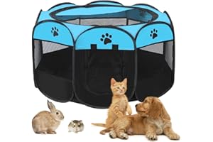 BRIMOREA Bricorea - Scarico per cuccioli, 74 x 74 x 43 cm, per casa, box per cani, gattini e gatti, balcone per esterni, pieghevole (blu)
