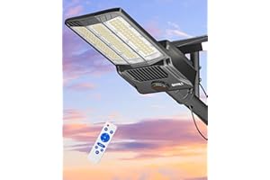 JAYNLT 6500W Farolas Solares Exterior, 65000K Luces Solares LED Exterior con Control Remoto, IP67 Impermeables Luz Jardin Exterior Potente, Foco Solar Exterior para Patio, Calzadas, Calle