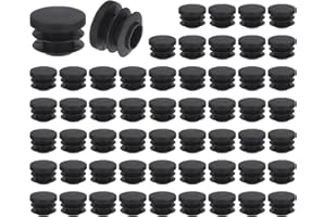 QUARKZMAN 56 Tapones Redondos de Plástico, Tapones de Extremo de Tubo Negro, Inserto de Patas de Muebles de 20mm (0.79 Pulgadas), Protección Deslizante para Silla, Estante