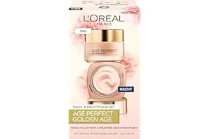 ‎L'OREAL PARIS L'Oréal Paris Gesichtspflege Set, Age Perfect Golden Age, Anti-Aging Tagespflege und Nachtpflege, Festigung und Glanz, Für reife und fahle Haut, Mit Pfingstrosen-Extrakt, 2 x 50 ml