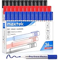 Comix Whiteboard Marker Set | 36 Stift Set | 4 Farben | Keilspitze | Geruchsarm & Abwischbar