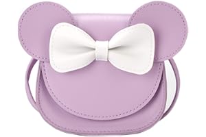 QiMing Little Mouse Ear Bow Crossbody Purse,PU Shoulder Handbag for Kids Girls Toddlers