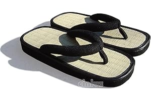 cinius Sandales japonaises Zori Tongs,Noir,35 EU
