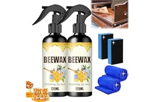 NIHEXO 2024 neues natürliches mikromolekularisiertes Bienenwachs-Spray, natürliches mikromolekularisiertes Bienenwachsspray, Möbel-Bienenwachs-Spray, Bienenwachs-Möbelbodenpflege und Polierspray (2 Stück)