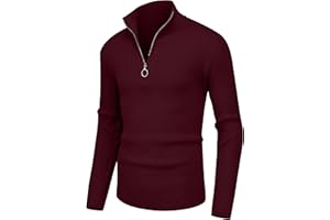 Hisir Pullover Herren Strickpullover 1/4 Zip Pulli Männer, Bequem Weich Warmer Winter Pullover für Männer Herren Pullover mit Stehkragen mit Reißverschluss