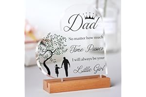 VETBUOSA Father's Day Gifts for Dad, Dad Birthday Gifts, Gifts for Dads Birthday, Birthday Presents for Dad, Best Presents for Dad from Daughter with Warm Words - Acrylic Heart Plaque.