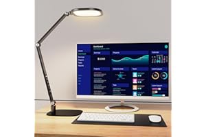 LITONES LED Desk Lamp for Home Office, Desk Light for Video Call, 3 Color Temperature 10 Brightness Computer Light, Dimmable Led Desk Lights with Memory & Timer Func, Metal Swing Arm Architect Desk Lamp