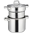 Cooks Professional Stainless Steel Pasta Pot l 5 Litre Stockpot with Glass Lid & Removable Strainer Insert | Thick Induction Base | Suitable for All Hob Types