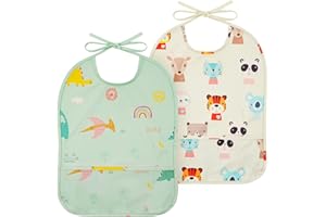 HOTUT Baberos de Bebé Impermeable, Baberos de Comida para Bebes, Babero sin Mangas para Alimentación de Bebé con Tacto muy suave, Baberos Impermeable para Niños y Niñas