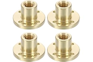 QUARKZMAN 4 Stück Tr10x2 1-Gängige Messing Flanschmutter, 2mm Teilung​2mm Steigung Trapezgewinde-Spindelmutter mit 4 3.8mm Bohrungen, 32mm AD x 19mm Dicke