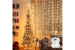 Aigostar Cortina Luces Navidad, 2M*2M, 8 Modos Cadena de Luces, 200 LED, Temporizador, Decoracion Arbol Navidad Resistente al Agua, para Exterior y Interior