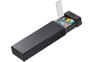 HEIYING Organisateur de Pilules pour 7 Jours – Coque en Aluminium, Compartiments pour une Semaine, Boîtier Métallique Portable pour Vitamines, Médicaments et Compléments Alimentaires