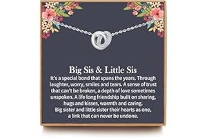JOSYANDLOVE Big Sister Gifts, Sister Necklace, Sterling Silver 2 Interlocking Circles Necklaces for Women, Sister Birthday Gifts, Christmas Gifts
