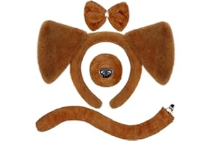 EFNHJF5 4 -Teiliges Set mit Hundeohren und Schwanz – Hundeband, Nase, Schwanz und Fliege für Kinder Erwachsene,Halloween,Karneval Karneval Kostüm Cosplay Kostüm Party Supplies