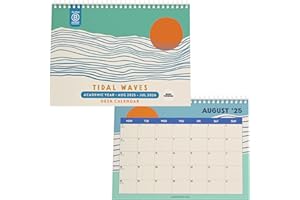 Good Tuesday - 2025-2026 - A5 Desk Calendar | Full Academic Year | Ring-bound | 100% Recycled & Recyclable Paper | Includes Week Numbers | Tidal Waves Design