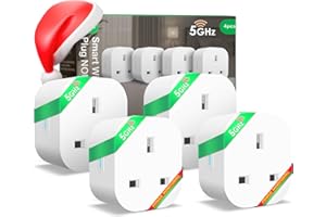 Smart WiFi Plug NOUS A10 with Energy Monitoring, 13A, Dual-Band 2.4/5GHz, Voice Control, Timer & Schedule, Compatible with Alexa, Google Home, Siri Shortcuts, UK 3-Pin, 4 Pack