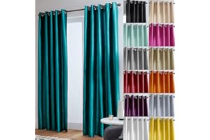John Aird Luxury Faux Silk Fully Lined Eyelet Curtains (Teal, 117cm Width x 137cm Drop (46"x 54")