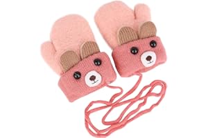 JIAHG Kinder Winter Handschuhe Fäustlinge Baby Cartoon Fausthandschuhe Halshandschuhe Dicke Doppelt Strickhandschuhe Niedliche Fuchs Handschuhe, 1-3 Jahre alt, Spielen, Laufen, Skifahren Bedarf