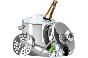 LessMo 3L Secchiello per Ghiaccio a Doppia Parete in Acciaio Inox, Secchiello per Ghiaccio con Coperchio, Secchiello Ghiaccio Champagne in Acciaio Inox a Doppio Strato, Ideale per Famiglie e Bar
