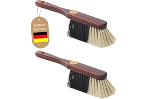 ‎NOVALIV Novaliv 2er SET Handfeger ROSSHAAR MISCHUNG Besen weiche Borsten - Braun lackiert Holz Handfeger gemischtes Rosshaar Idealer Schneebesen Auto Besen Rosshaarbesen Mix Naturborsten Hand Brush Handkehrer