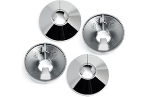 BESTO Radiator Pipe Covers Chrome - Pack of 4 Radiator Collars 15mm, 4.5cm Wide Snap OnPlastic Cover to Hide Radiator Pipes Base