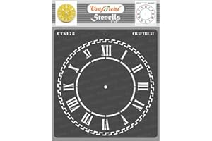 CrafTreat Clock Stencils for Crafts Reusable Vintage - Roman Numeral Clock Stencil - Size: 15x15 cms - Roman Clock Face Stencil for Patio Slabs - Clock Stencils for Wood Painting