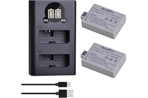 DuraPro 2Pcs LP-E5 Battery Batterie + LED USB Dual Charger with Type C Port for Canon LP-E5 and Canon EOS Rebel XS, Rebel T1i, Rebel XSi, 1000D, 500D, 450D, Kiss X3, Kiss X2, Kiss F Cameras