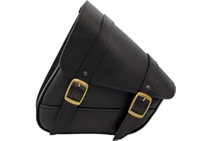 Willie & Max Black Synthetic Leather Brass Monkey Motorcycle Swingarm Bag for Softail/Triangulated Swingarm Models - Brass Buckles - Made in USA [59776-08]